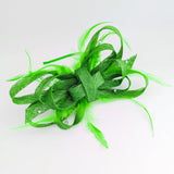 Green crystal feather fascinator hat - House of Hats