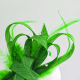 Green crystal feather fascinator hat - House of Hats