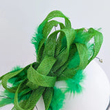 Green crystal feather fascinator hat - House of Hats