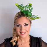 Green feather fascinator hat - House of Hats