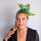 Green feather fascinator hat - House of Hats
