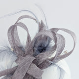Grey crystal feather fascinator hat - House of Hats