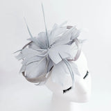 Grey feather fascinator hat - House of Hats
