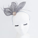 Grey feather petal fan fascinator hat - House of Hats