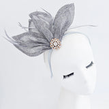 Grey feather petal fan fascinator hat - House of Hats