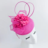 Hot pink flower fascinator hat - House of Hats