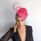 Hot pink flower fascinator hat - House of Hats