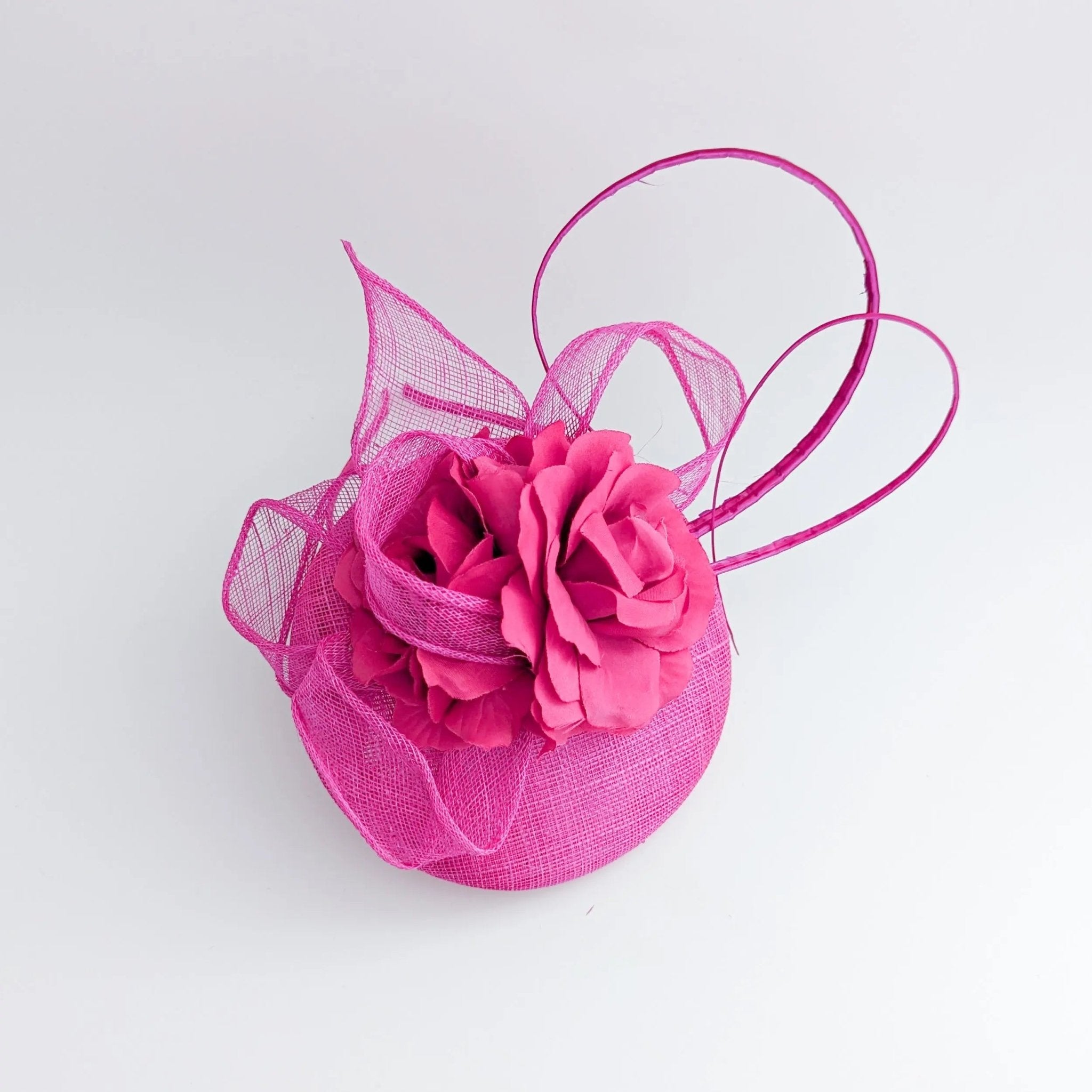 Hot pink flower fascinator hat - House of Hats