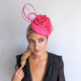 Hot pink flower fascinator hat - House of Hats