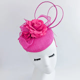 Hot pink flower fascinator hat - House of Hats