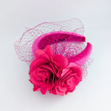 Hot pink flower padded velvet headband fascinator - House of Hats