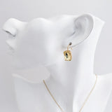 Jonquil yellow crystal gold emerald cut drop earrings - House of Hats