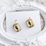 Jonquil yellow crystal gold emerald cut drop earrings - House of Hats