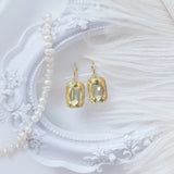 Jonquil yellow crystal gold emerald cut drop earrings - House of Hats