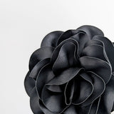 Large black satin rose fascinator hat - House of Hats