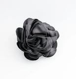 Large black satin rose fascinator hat - House of Hats