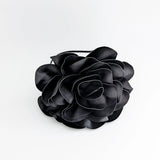 Large black satin rose fascinator hat - House of Hats