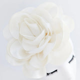Large cream satin rose fascinator hat - House of Hats