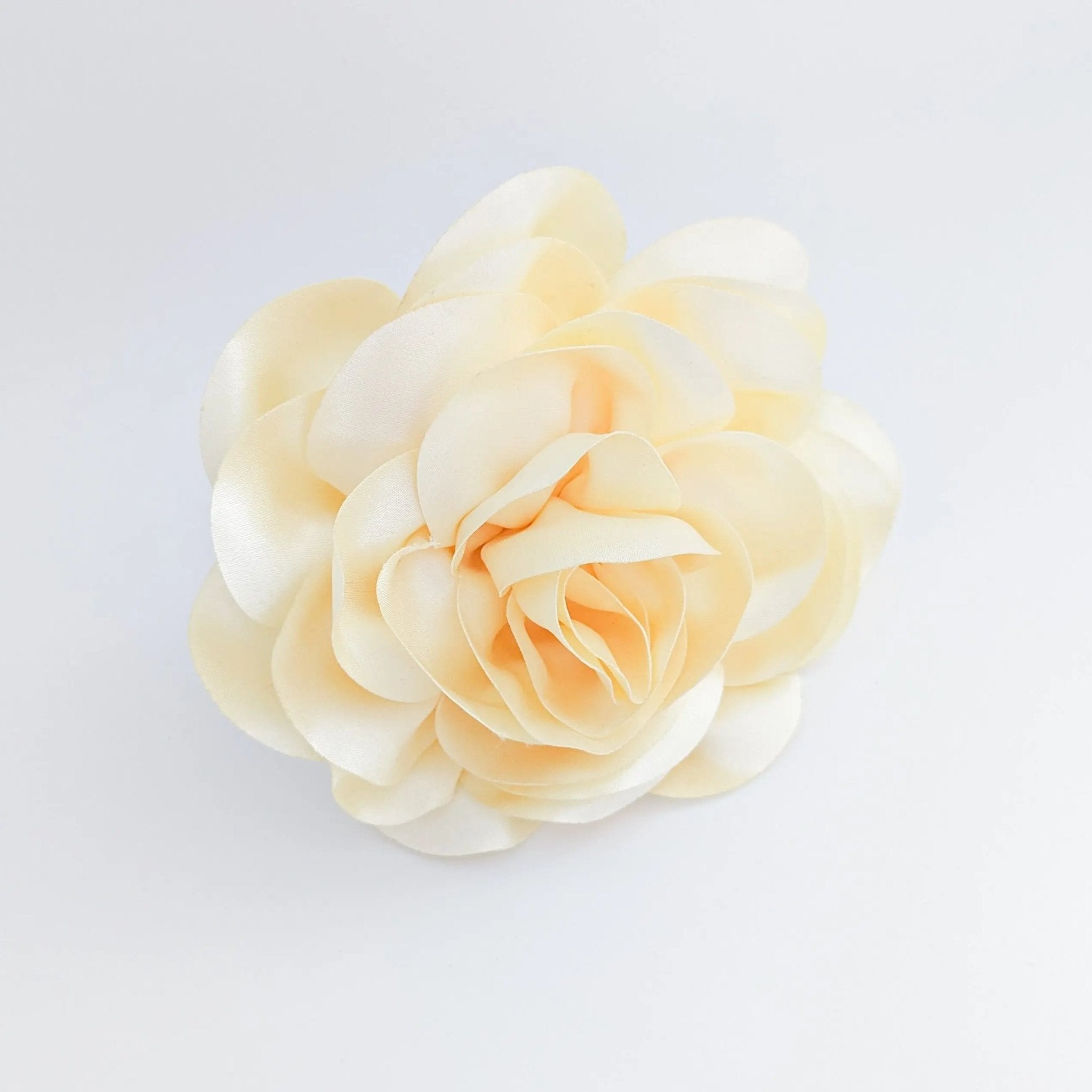 Large cream satin rose fascinator hat - House of Hats