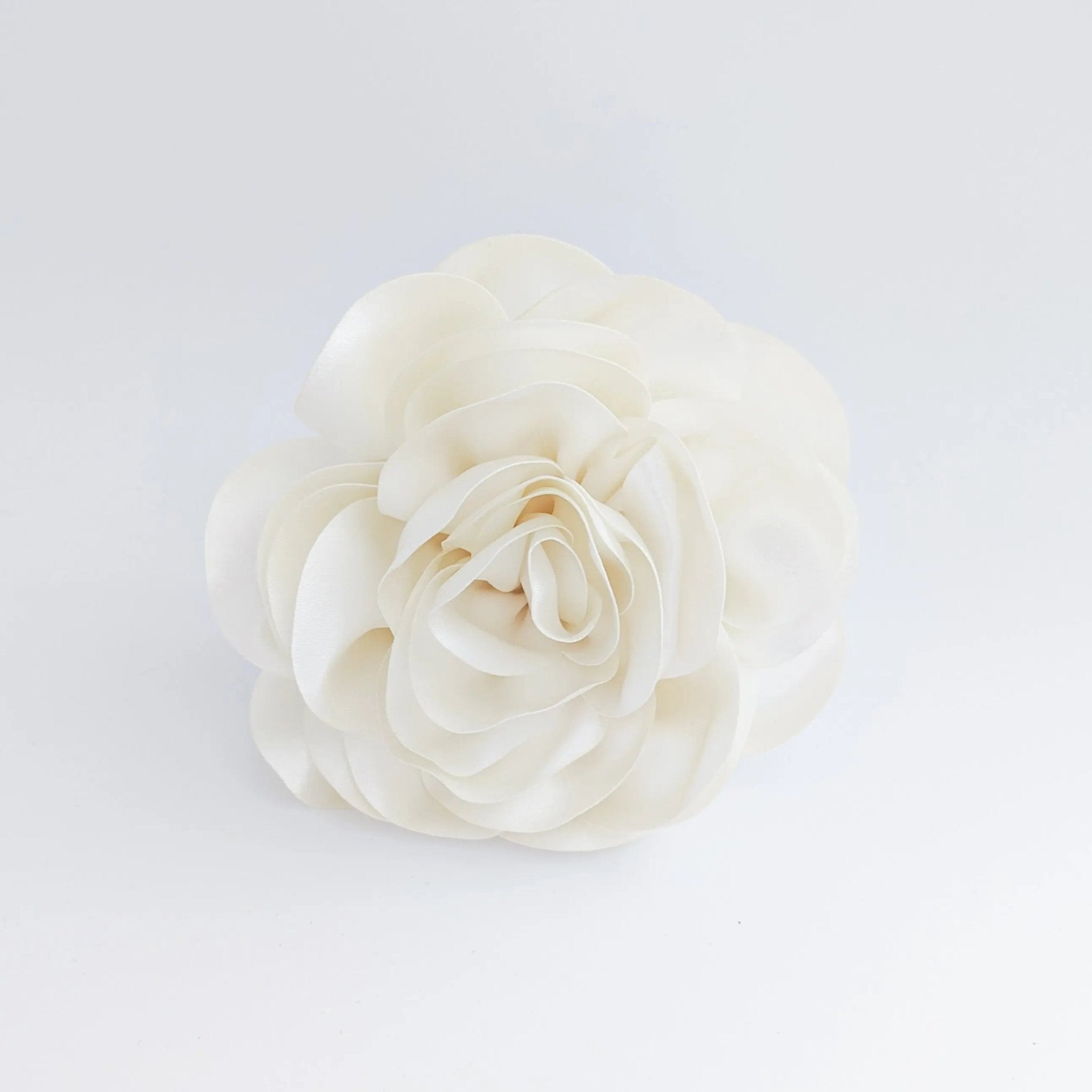 Large cream satin rose fascinator hat - House of Hats
