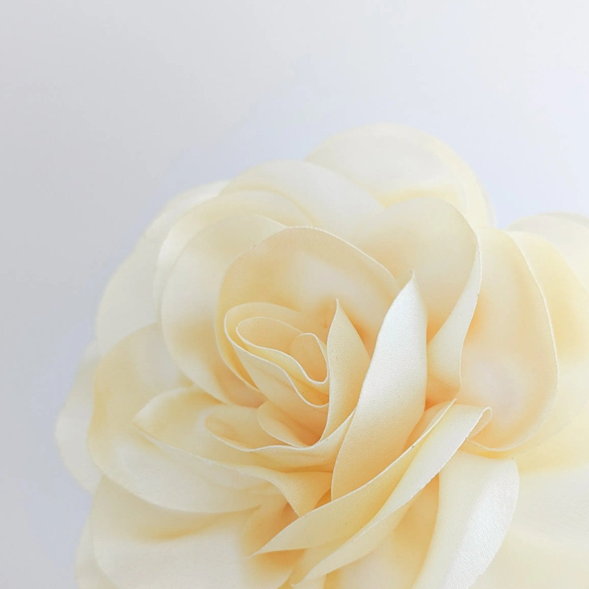 Large cream satin rose fascinator hat - House of Hats