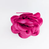 Large fuchsia pink rose fascinator hat - House of Hats