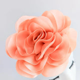 Large peach satin rose fascinator hat - House of Hats