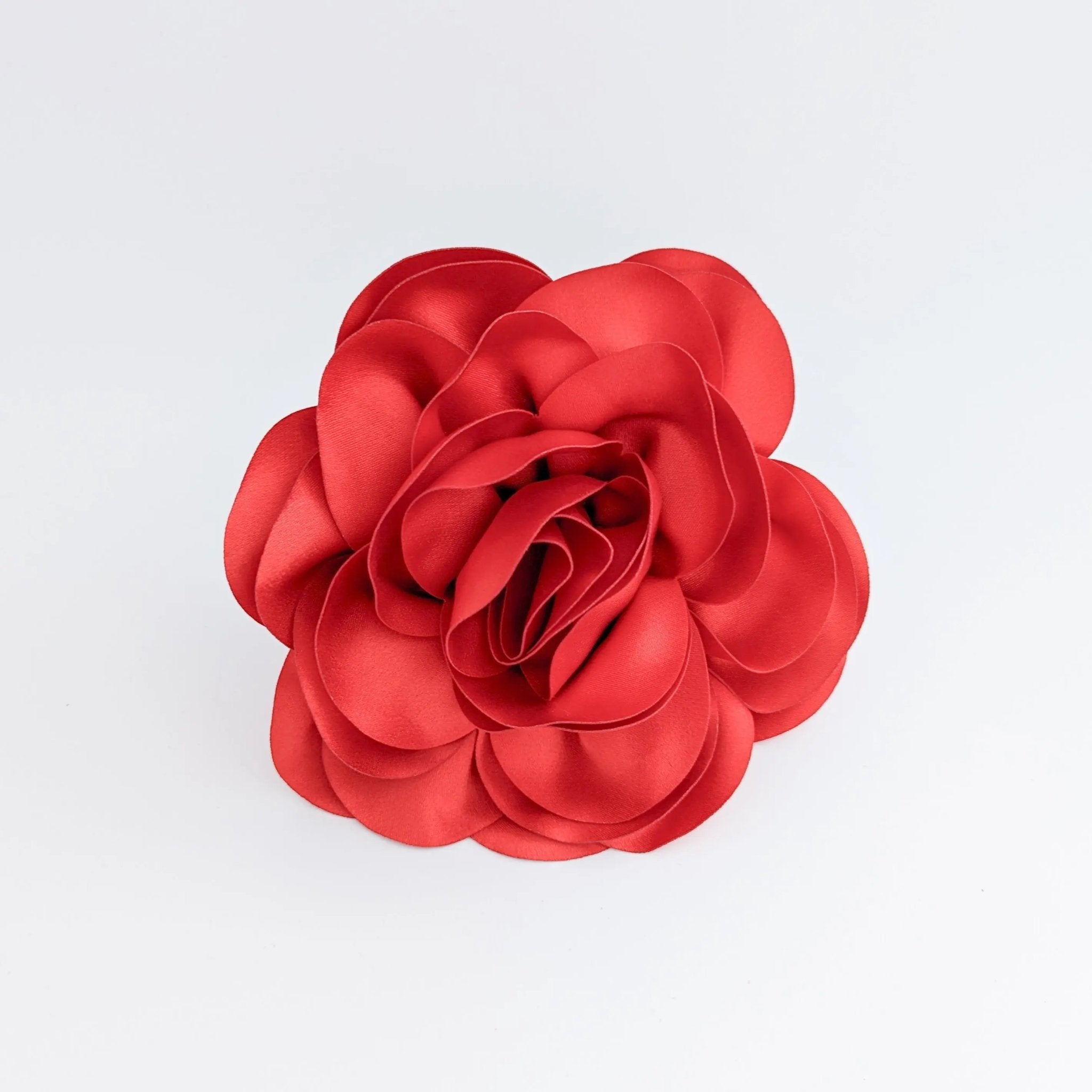 Large red satin rose fascinator hat - House of Hats