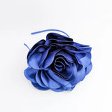 Large royal cobalt blue satin rose fascinator hat - House of Hats