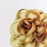 Large toffee gold satin rose fascinator hat - House of Hats