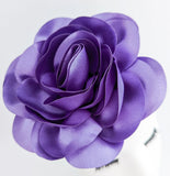 Large violet purple satin rose fascinator hat - House of Hats