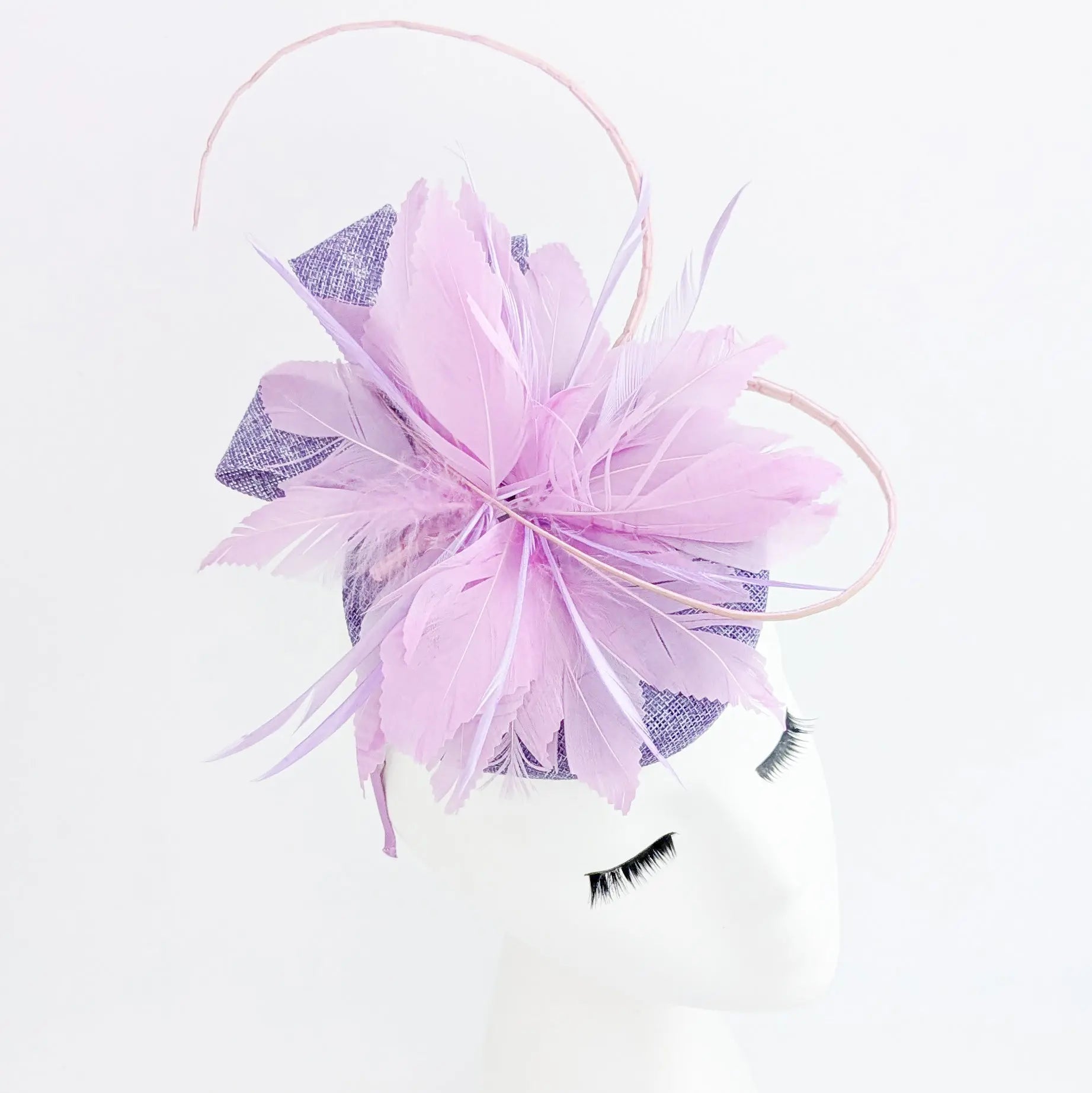 Lavender and lilac purple feather fascinator hat - House of Hats