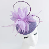 Lavender and lilac purple feather fascinator hat - House of Hats