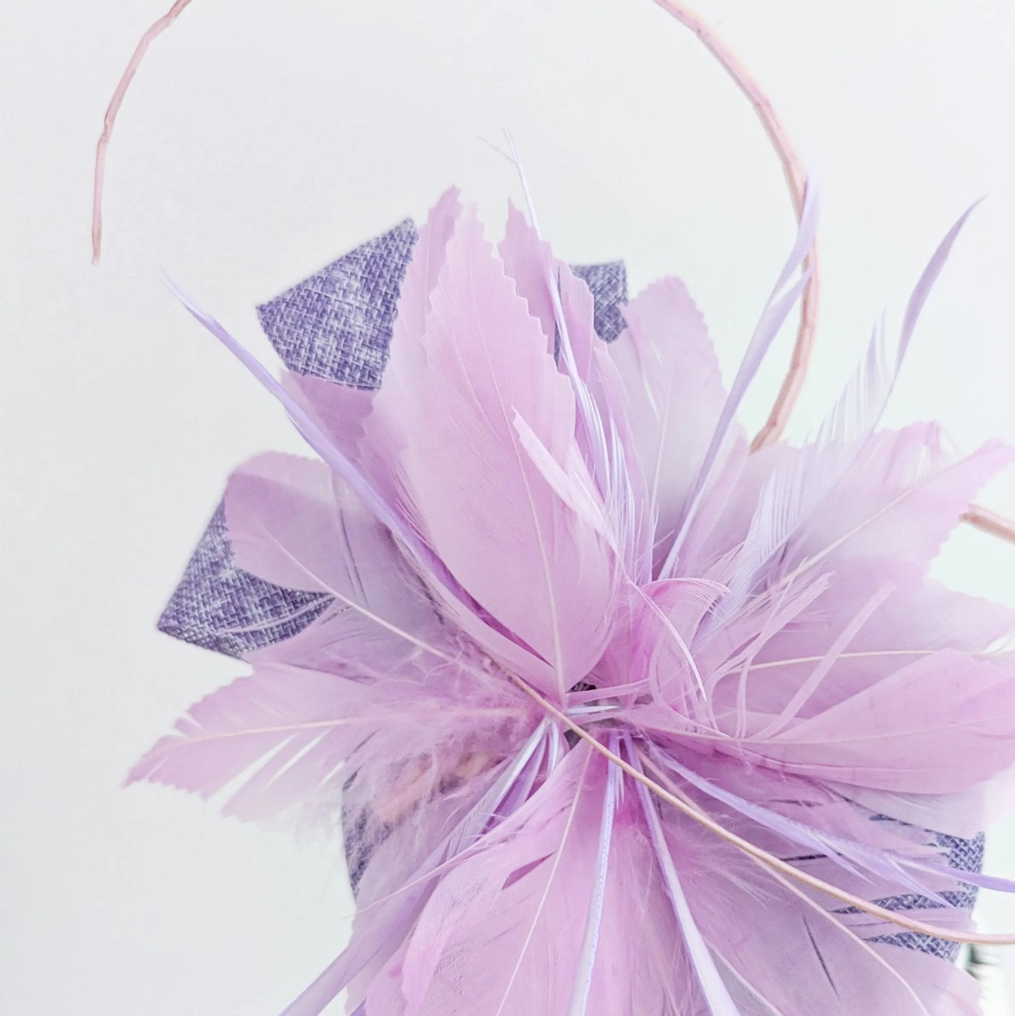 Lavender and lilac purple feather fascinator hat - House of Hats