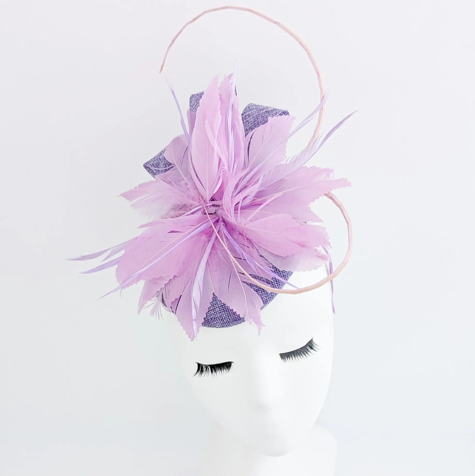 Lavender and lilac purple feather fascinator hat - House of Hats