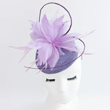 Lavender and lilac purple feather fascinator hat - House of Hats