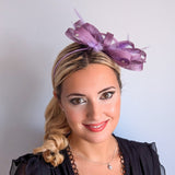 Lavender light purple crystal feather fascinator hat - House of Hats