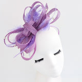 Lavender light purple crystal feather fascinator hat - House of Hats
