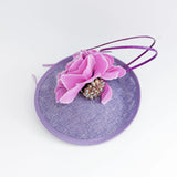 Lavender light purple flower disc saucer fascinator hat - House of Hats