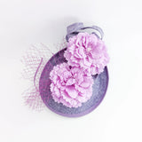 Lavender lilac purple flower fascinator disc saucer hat - House of Hats