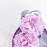 Lavender lilac purple flower fascinator disc saucer hat - House of Hats