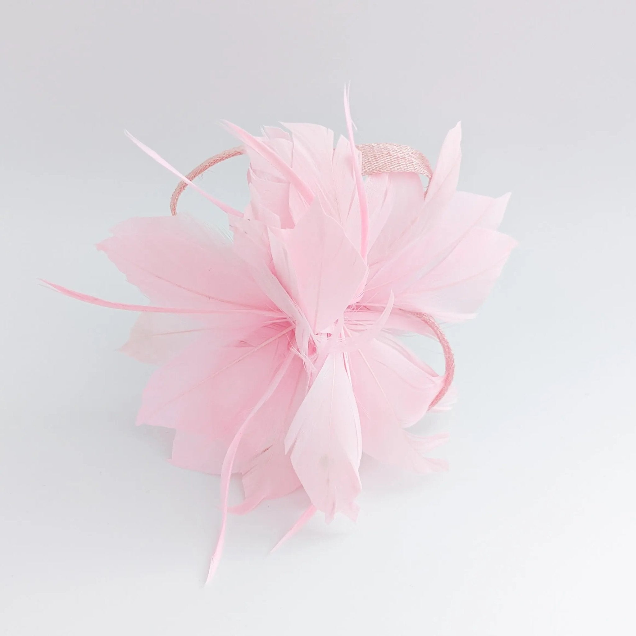 Light candy pink feather fascinator hat - House of Hats