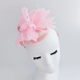 Light candy pink feather fascinator hat - House of Hats