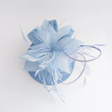 Light cornflower blue feather fascinator hat - House of Hats