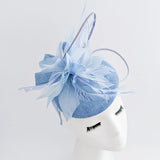 Light cornflower blue feather fascinator hat - House of Hats