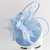 Light cornflower blue feather fascinator hat - House of Hats
