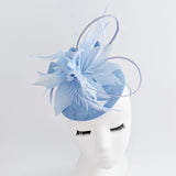 Light cornflower blue feather fascinator hat - House of Hats