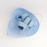 Light cornflower blue large teardrop flower feather fascinator hat - House of Hats