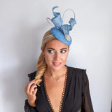 Light cornflower blue pearl fascinator hat - House of Hats