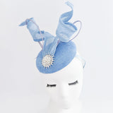 Light cornflower blue pearl fascinator hat - House of Hats